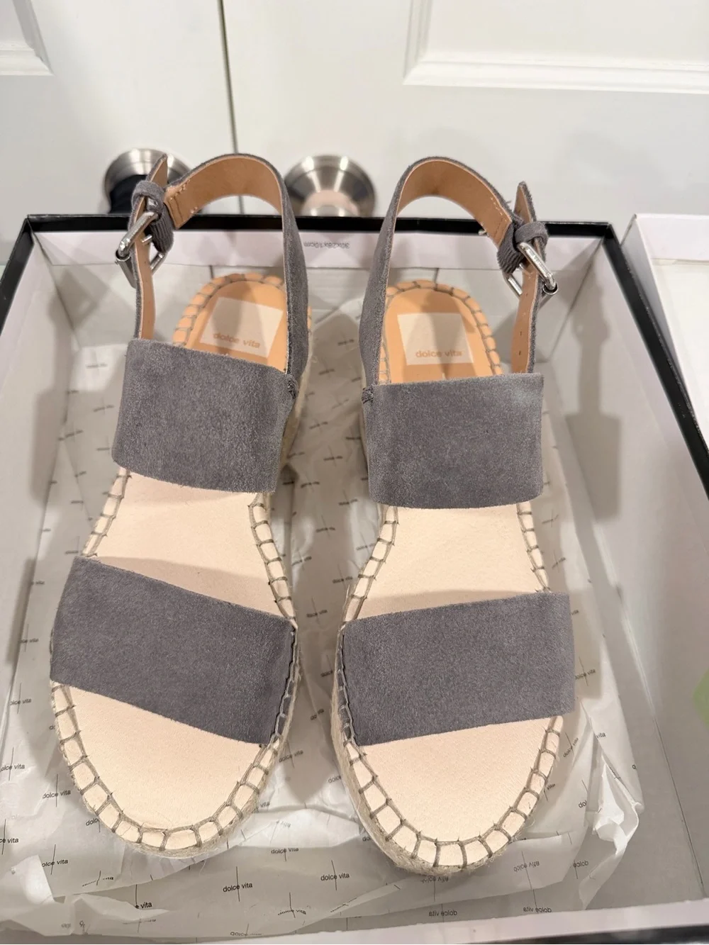 Dolce Vita Gray Suede Two-Band Espadrille Sandals - New!